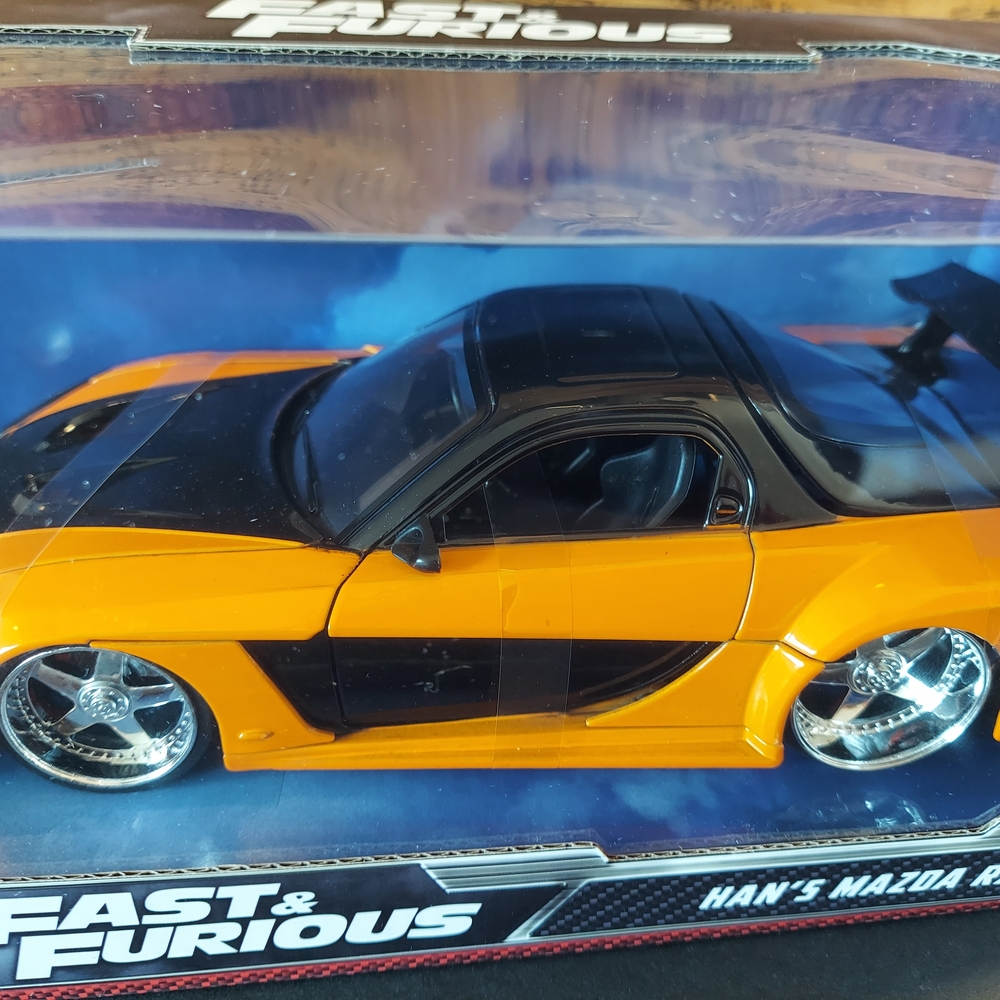 Fast & Furious Han's Mazda RX-7 Die-Cast Model - Orange and Black - Picture 2 of 7